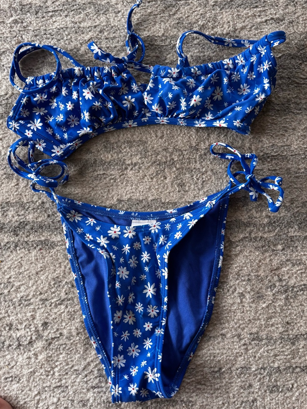 Xhilaration Blue Floral Daisy Tie-Side Bikini